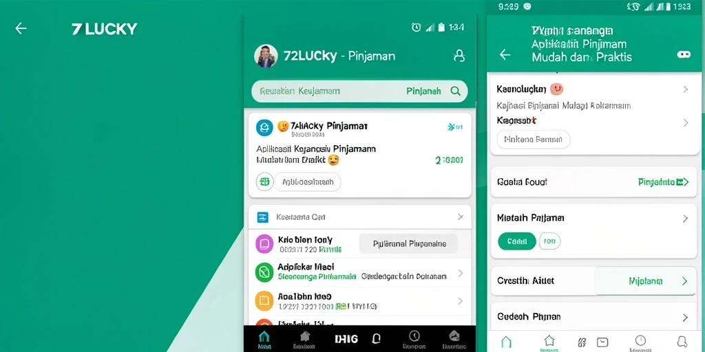 Screenshot antarmuka aplikasi 72LUCKY yang menunjukkan cara pengajuan pinjaman.