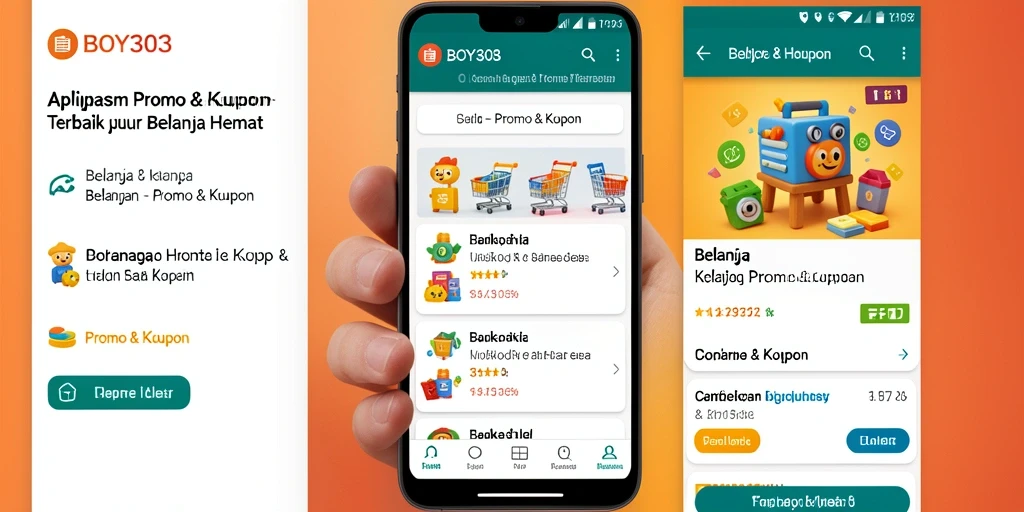 Screenshot antarmuka aplikasi BOY303 yang menampilkan berbagai kupon menarik.