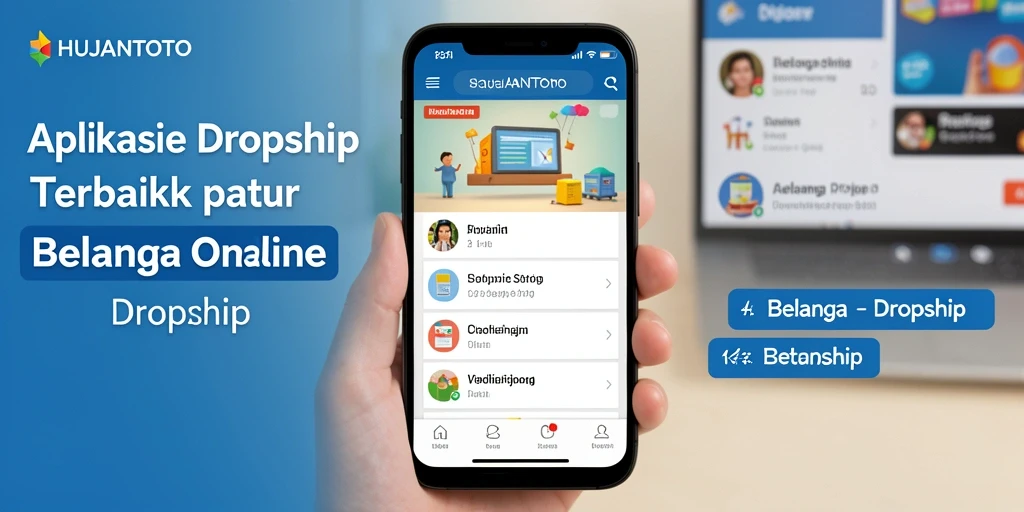Tampilan aplikasi HUJANTOTO dengan fitur dropship yang menarik.