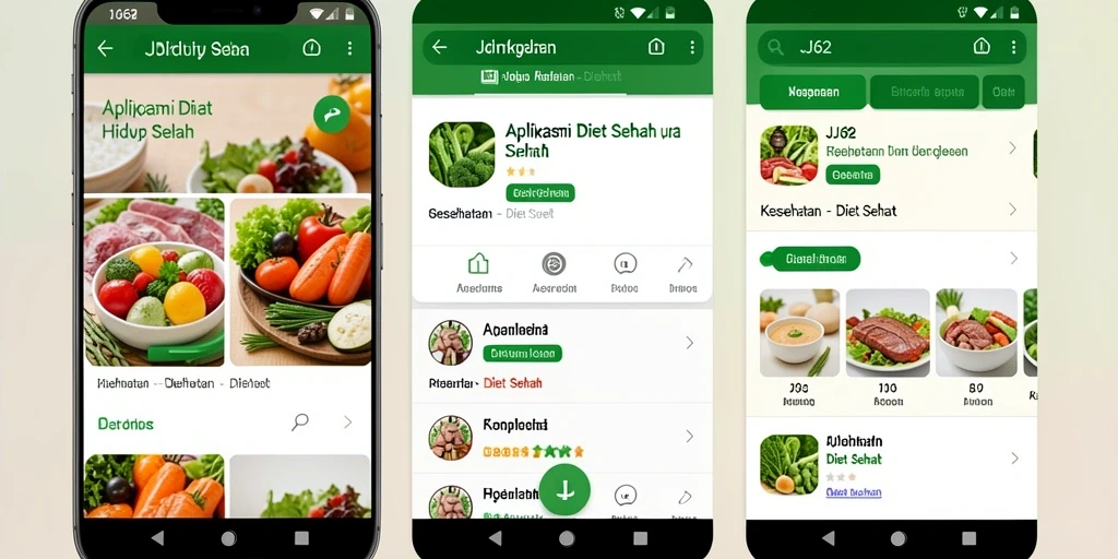 Antarmuka utama aplikasi JJ62 yang mudah digunakan untuk diet sehat.