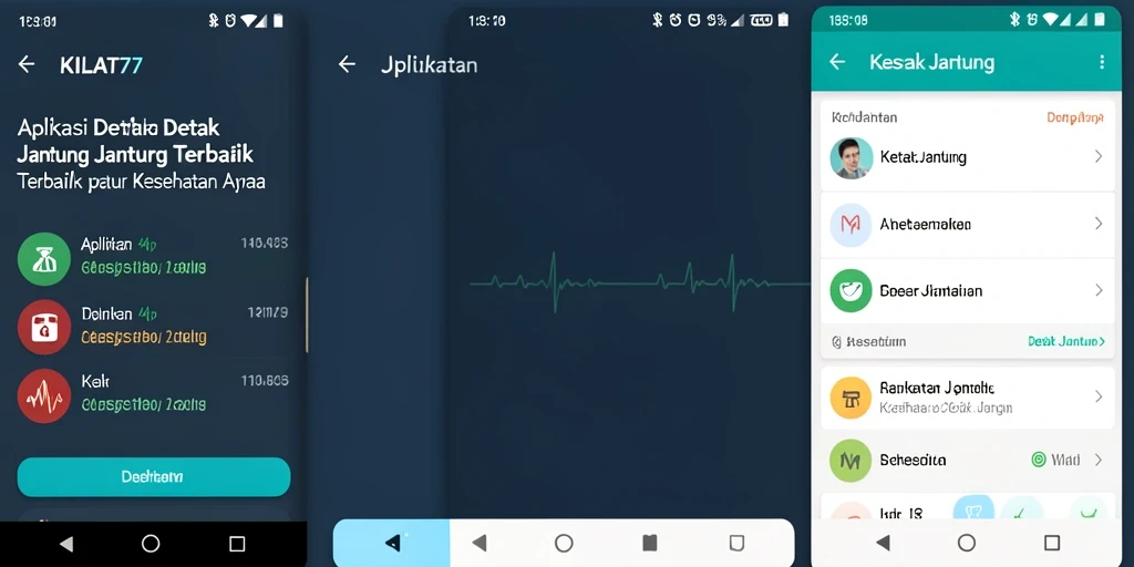 Tampilan antarmuka aplikasi KILAT77 dengan fungsi detak jantung.
