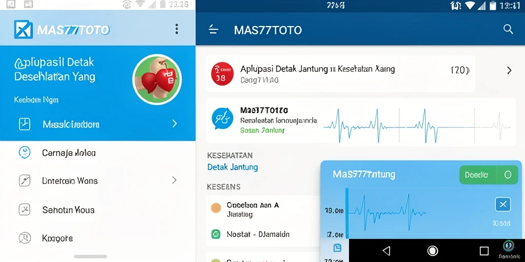 Screenshot antarmuka aplikasi MAS77TOTO menampilkan fitur detak jantung yang intuitif.