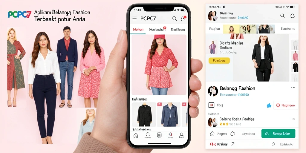 Antarmuka pengguna PCPC7 yang menarik untuk belanja fashion.