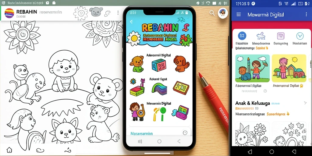 Tampilan antarmuka aplikasi Mewarnai Digital yang menarik dan interaktif.