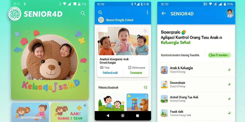 Tampilan antarmuka SENIOR4D yang sederhana dan intuitif untuk kontrol orang tua anak.