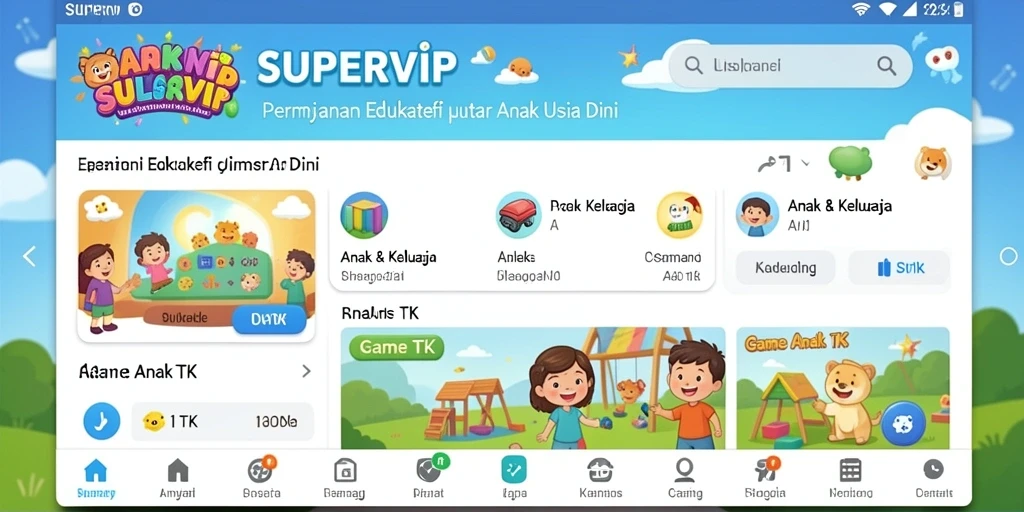 Tampilan antarmuka SUPERVIP yang ceria dan informatif.