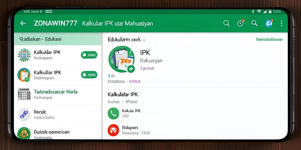 Tampilan antarmuka aplikasi ZONAWIN777 untuk kalkulasi IPK.